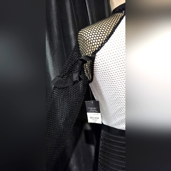 RUNWAY Chic Black and White Mesh Dress - Picture 4 of 7